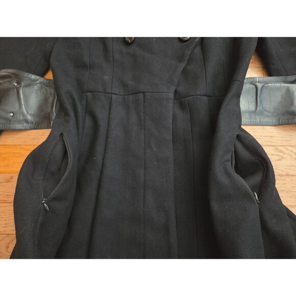 Mackage Women's Wool Blend Dress Coat Black Belted Heavy Size Medium - Picture 7 of 14